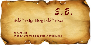 Sárdy Boglárka névjegykártya